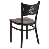 HERCULES Series Black Coffee Back Metal Restaurant Chair - Cherry Wood Seat [XU-DG-60099-COF-CHYW-GG] Pie's Variety Store