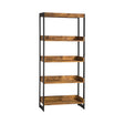 Estrella 4-Shelf Bookcase Antique Nutmeg And Gunmetal - 800657 Pie's Variety Store