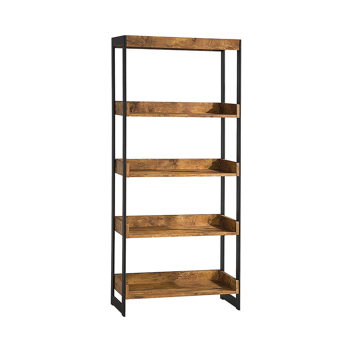 Estrella 4-Shelf Bookcase Antique Nutmeg And Gunmetal - 800657 Pie's Variety Store