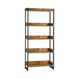 Estrella 4-Shelf Bookcase Antique Nutmeg And Gunmetal - 800657 Pie's Variety Store