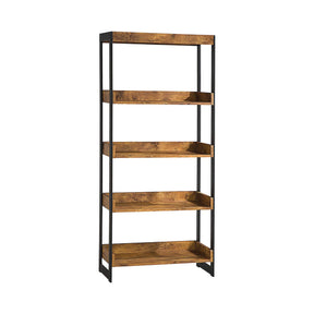 Estrella 4-Shelf Bookcase Antique Nutmeg And Gunmetal - 800657 Pie's Variety Store