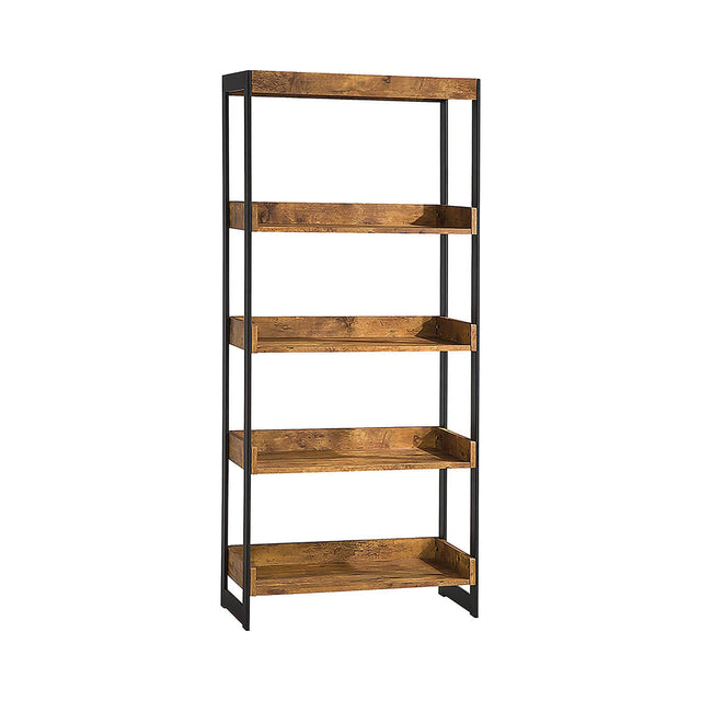 Estrella 4-Shelf Bookcase Antique Nutmeg And Gunmetal - 800657 Pie's Variety Store