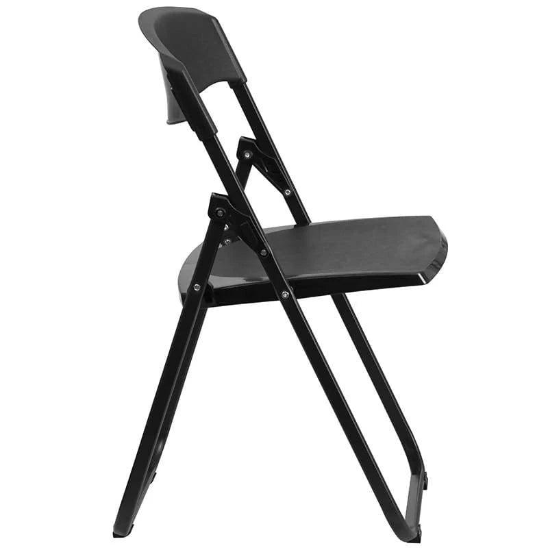 2 Pk. HERCULES Series 500 lb. Capacity Heavy Duty Black Plastic Folding Chair with Built-in Ganging Brackets [2-RUT-I-BLACK-GG] Fl Furniture