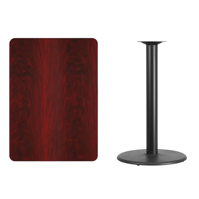 30'' x 42'' Rectangular Black Laminate Table Top with 24'' Round Bar Height Table Base [XU-BLKTB-3042-TR24B-GG] Fl Furniture