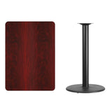 30'' x 42'' Rectangular Black Laminate Table Top with 24'' Round Bar Height Table Base [XU-BLKTB-3042-TR24B-GG] Fl Furniture