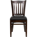 HERCULES Series Vertical Slat Back Walnut Wood Restaurant Chair - Black Vinyl Seat [XU-DGW0008VRT-WAL-BLKV-GG] Pie's Variety Store