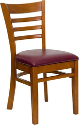 HERCULES Series Ladder Back Cherry Wood Restaurant Chair - Black Vinyl Seat [XU-DGW0005LAD-CHY-BLKV-GG] Pie's Variety Store