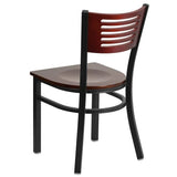 HERCULES Series Black Slat Back Metal Restaurant Chair - Mahogany Wood Back & Seat [XU-DG-6G5B-MAH-MTL-GG] Pie's Variety Store