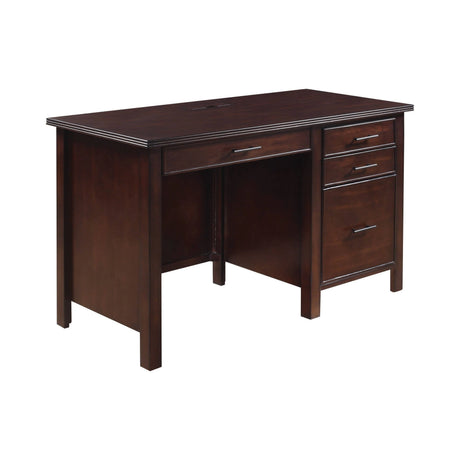 Daryll 4-Drawer Office Desk With Outlet Red Brown - 801199 coastmega
