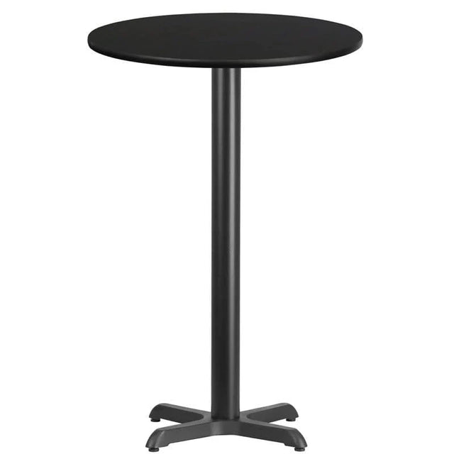 24'' Round Black Laminate Table Top with 22'' x 22'' Bar Height Table Base [XU-RD-24-BLKTB-T2222B-GG] Fl Furniture
