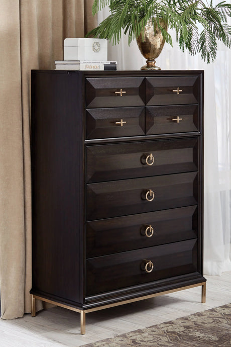 Formosa 8-Drawer Chest Americano And Rose Brass Collection: Formosa SKU: 222825 coastmega
