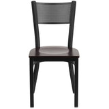 HERCULES Series Black Grid Back Metal Restaurant Chair - Cherry Wood Seat [XU-DG-60115-GRD-CHYW-GG] Pie's Variety Store