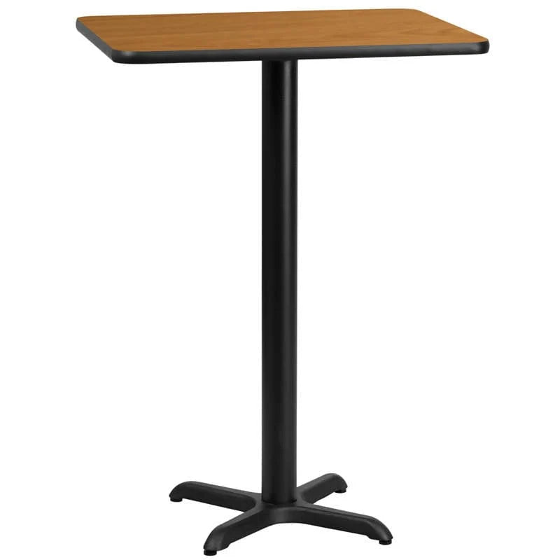 24'' x 30'' Rectangular Black Laminate Table Top with 22'' x 22'' Bar Height Table Base [XU-BLKTB-2430-T2222B-GG] Fl Furniture
