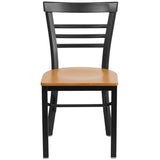 HERCULES Series Black Three-Slat Ladder Back Metal Restaurant Chair - Cherry Wood Seat [XU-DG6Q6B1LAD-CHYW-GG] Pie's Variety Store
