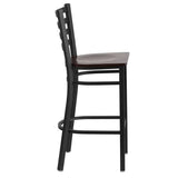 HERCULES Series Black Ladder Back Metal Restaurant Barstool - Cherry Wood Seat [XU-DG697BLAD-BAR-CHYW-GG] Pie's Variety Store