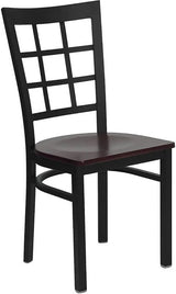 HERCULES Series Black Window Back Metal Restaurant Chair - Cherry Wood Seat [XU-DG6Q3BWIN-CHYW-GG] Pie's Variety Store