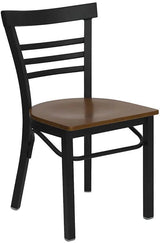 HERCULES Series Black Three-Slat Ladder Back Metal Restaurant Chair - Cherry Wood Seat [XU-DG6Q6B1LAD-CHYW-GG] Pie's Variety Store