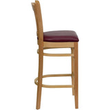 HERCULES Series Vertical Slat Back Natural Wood Restaurant Barstool - Black Vinyl Seat [XU-DGW0008BARVRT-NAT-BLKV-GG] Pie's Variety Store