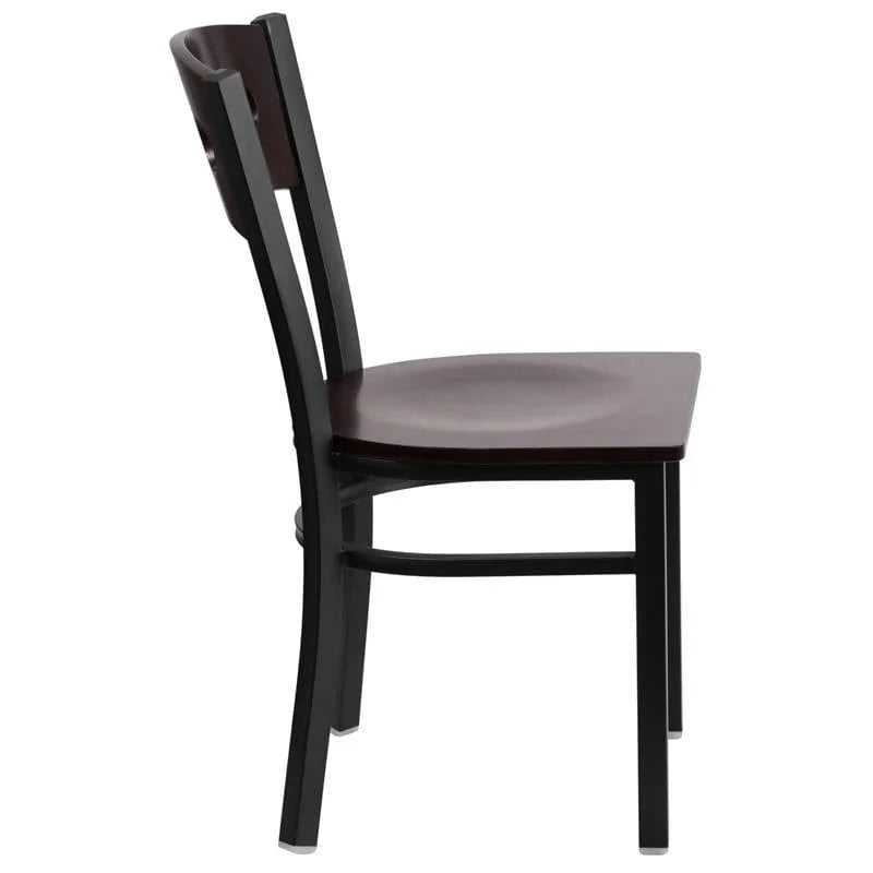 HERCULES Series Black 3 Circle Back Metal Restaurant Chair - Walnut Wood Back & Seat [XU-DG-6Y2B-WAL-MTL-GG] Pie's Variety Store