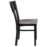 HERCULES Series Black 3 Circle Back Metal Restaurant Chair - Walnut Wood Back & Seat [XU-DG-6Y2B-WAL-MTL-GG] Pie's Variety Store