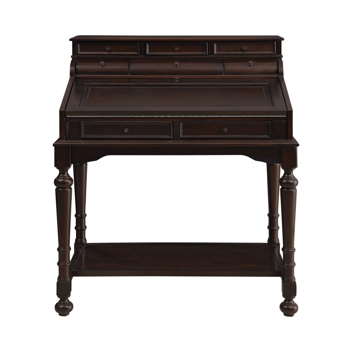 Milo 10-Drawer Secretary Desk Warm Brown - 800772 Pie's Variety Store