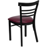 HERCULES Series Black Three-Slat Ladder Back Metal Restaurant Chair - Black Vinyl Seat [XU-DG6Q6B1LAD-BLKV-GG] Pie's Variety Store
