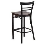 HERCULES Series Black Two-Slat Ladder Back Metal Restaurant Barstool - Cherry Wood Seat [XU-DG6R9BLAD-BAR-CHYW-GG] Pie's Variety Store