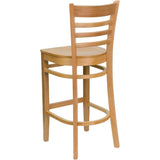 HERCULES Series Ladder Back Natural Wood Restaurant Barstool [XU-DGW0005BARLAD-NAT-GG] Pie's Variety Store