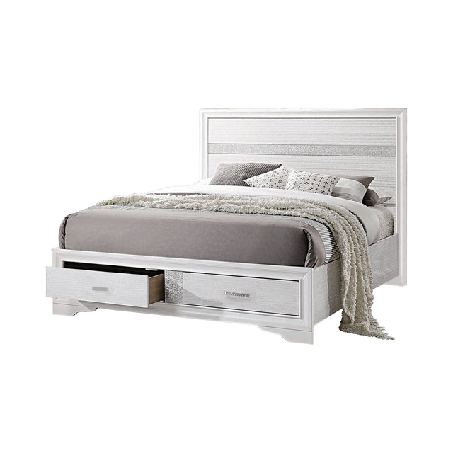 Miranda Eastern King 2-Drawer Storage Bed White - 205111KE Pie's Variety Store