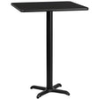 30'' Square Black Laminate Table Top with 22'' x 22'' Bar Height Table Base [XU-BLKTB-3030-T2222B-GG] Fl Furniture