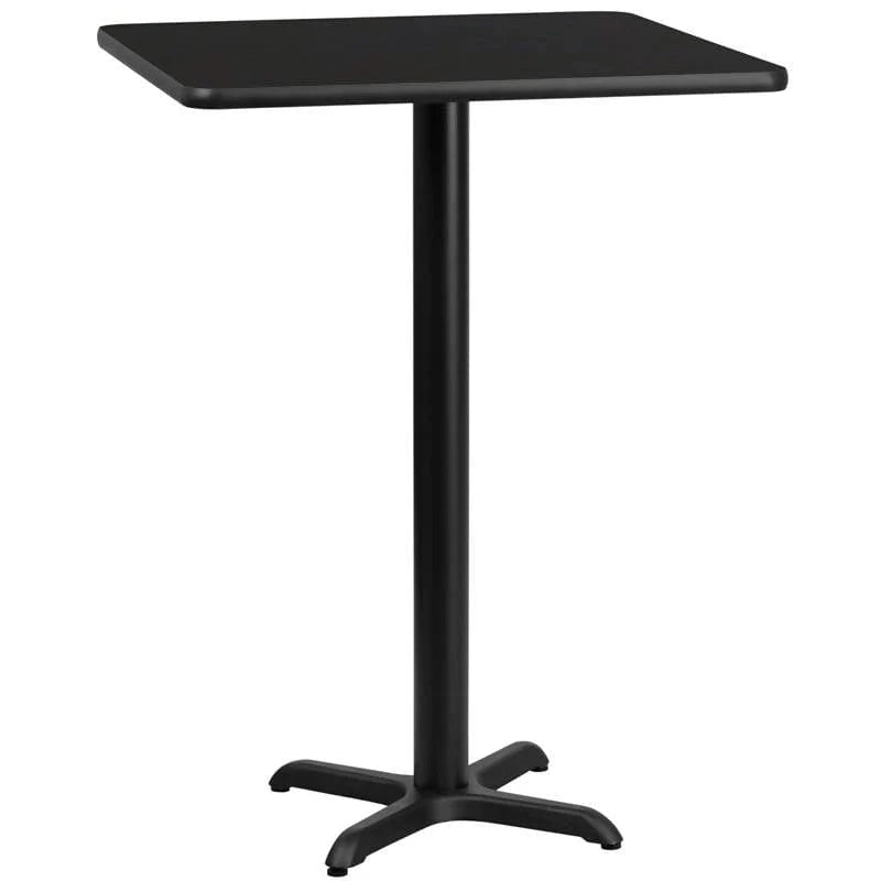 30'' Square Black Laminate Table Top with 22'' x 22'' Bar Height Table Base [XU-BLKTB-3030-T2222B-GG] Fl Furniture