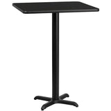 30'' Square Black Laminate Table Top with 22'' x 22'' Bar Height Table Base [XU-BLKTB-3030-T2222B-GG] Fl Furniture