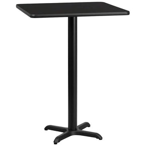 30'' Square Black Laminate Table Top with 22'' x 22'' Bar Height Table Base [XU-BLKTB-3030-T2222B-GG] Fl Furniture