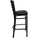 HERCULES Series Black Ladder Back Metal Restaurant Barstool - Black Vinyl Seat [XU-DG697BLAD-BAR-BLKV-GG] Pie's Variety Store
