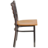 HERCULES Series Clear Coated Ladder Back Metal Restaurant Chair - Cherry Wood Seat [XU-DG694BLAD-CLR-CHYW-GG] Pie's Variety Store