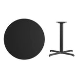 36'' Round Black Laminate Table Top with 30'' x 30'' Table Height Base [XU-RD-36-BLKTB-T3030-GG] Pie's Variety Store
