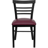 HERCULES Series Black Three-Slat Ladder Back Metal Restaurant Chair - Black Vinyl Seat [XU-DG6Q6B1LAD-BLKV-GG] Pie's Variety Store