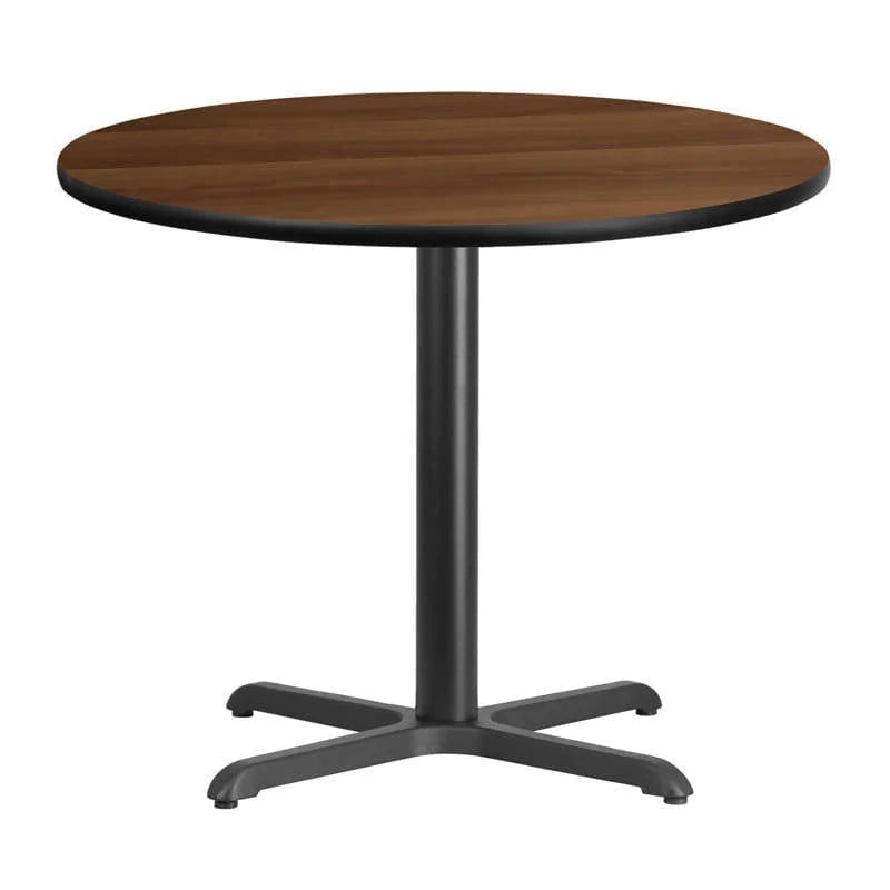 36'' Round Black Laminate Table Top with 30'' x 30'' Table Height Base [XU-RD-36-BLKTB-T3030-GG] Pie's Variety Store