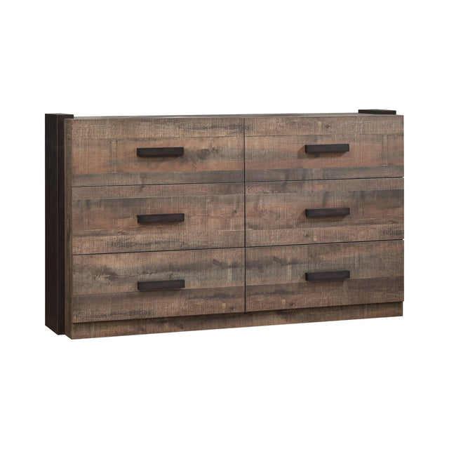 Weston 6-Drawer Dresser Weathered Oak And Rustic Coffee - 206313 Pie's Variety Store