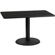 30'' x 48'' Rectangular Black Laminate Table Top with 24'' Round Table Height Base [XU-BLKTB-3048-TR24-GG] Pie's Variety Store