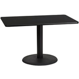 30'' x 48'' Rectangular Black Laminate Table Top with 24'' Round Table Height Base [XU-BLKTB-3048-TR24-GG] Pie's Variety Store