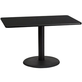 30'' x 48'' Rectangular Black Laminate Table Top with 24'' Round Table Height Base [XU-BLKTB-3048-TR24-GG] Pie's Variety Store