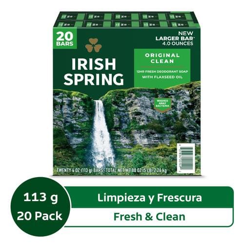  20 pack  113 g  20 X 113 G Large Bars - Washes away bacteria on body and can be used to wash your hands if you run out of hand soap. Paraben free bar soap
