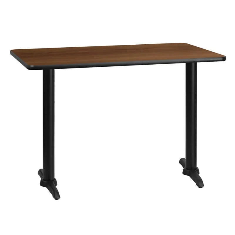 30'' x 42'' Rectangular Black Laminate Table Top with 5'' x 22'' Table Height Bases [XU-BLKTB-3042-T0522-GG] Fl Furniture