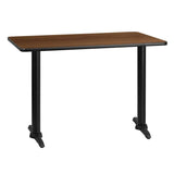 30'' x 42'' Rectangular Black Laminate Table Top with 5'' x 22'' Table Height Bases [XU-BLKTB-3042-T0522-GG] Fl Furniture