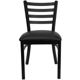 HERCULES Series Black Ladder Back Metal Restaurant Chair - Black Vinyl Seat [XU-DG694BLAD-BLKV-GG] Pie's Variety Store