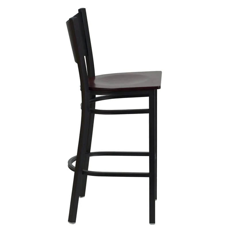 HERCULES Series Black Coffee Back Metal Restaurant Barstool - Cherry Wood Seat [XU-DG-60114-COF-BAR-CHYW-GG] Pie's Variety Store