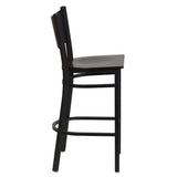 HERCULES Series Black Coffee Back Metal Restaurant Barstool - Cherry Wood Seat [XU-DG-60114-COF-BAR-CHYW-GG] Pie's Variety Store