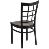 HERCULES Series Black Window Back Metal Restaurant Chair - Cherry Wood Seat [XU-DG6Q3BWIN-CHYW-GG] Pie's Variety Store