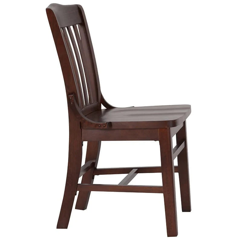 HERCULES Series School House Back Mahogany Wood Restaurant Chair [XU-DG-W0006-MAH-GG] Pie's Variety Store